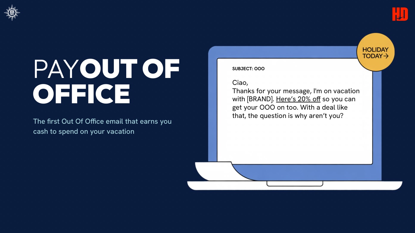Payout of Office — full idea slide: The first Out Of Office email that earns you money.